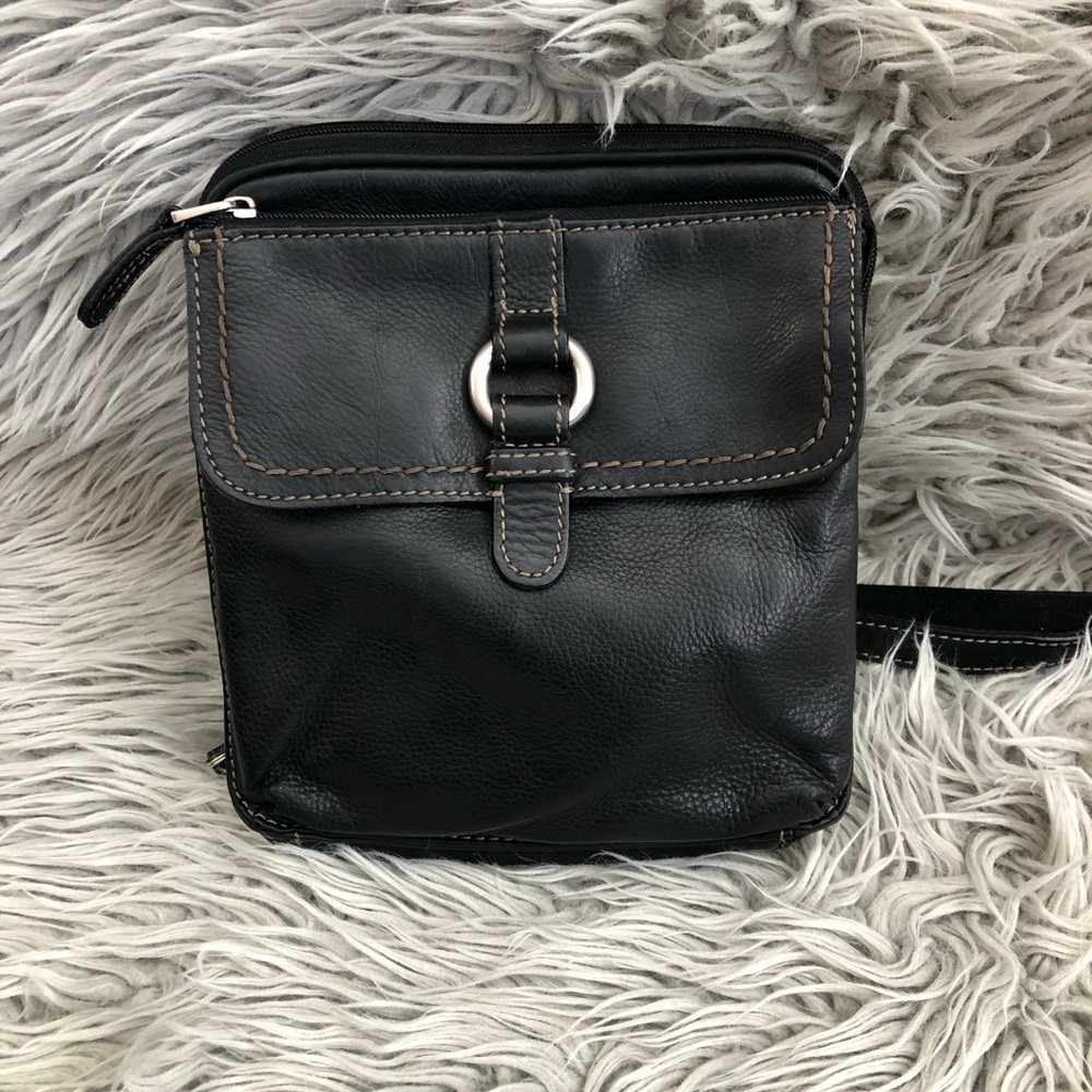 Fossil leather Crossbody purse Black